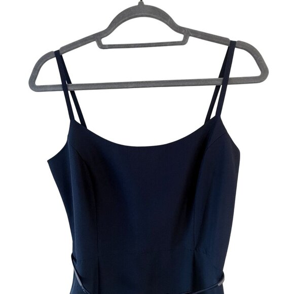 Kate Spade Size 4 Talitha Navy Blue Ruffle Hem Dress Slim Bow Belt Sleeveless - Picture 8 of 15